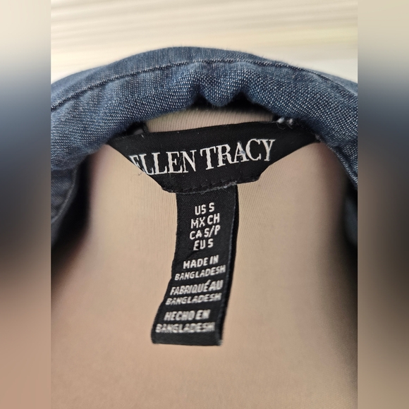 Ellen Tracy Blue Denim Button-Up Top - Picture 4 of 5